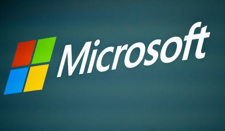 The Microsoft logo is seen on display at an event in Barcelona, Spain, in March 2023.