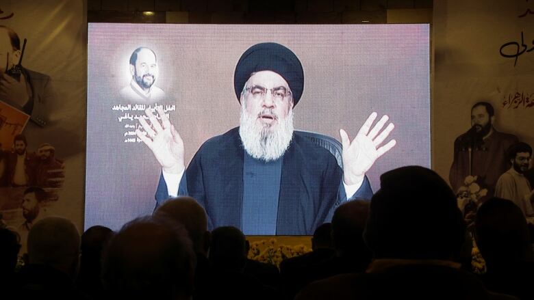 Lebanon's Hezbollah leader Sayyed Hassan Nasrallah gives a televised address at a memorial ceremony to mark one week since the passing of Mohammad Yaghi, one of the powerful armed group's figures, in Baalbek, Lebanon January 5, 2024. 