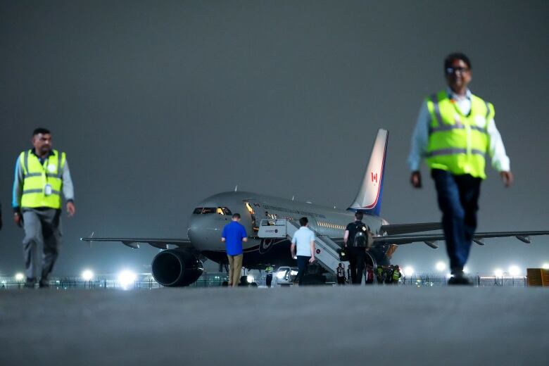 Prime Minister Justin Trudeau's plane is seen on the tarmac after being grounded due to a technical issue following the G20 Summit in New Delhi, India on Sunday, Sept. 10, 2023.