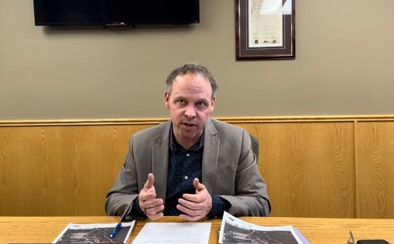 Mike Gau, director of development services with the city of Whitehorse, discussing the Gladiator permit at city hall on January 5. 