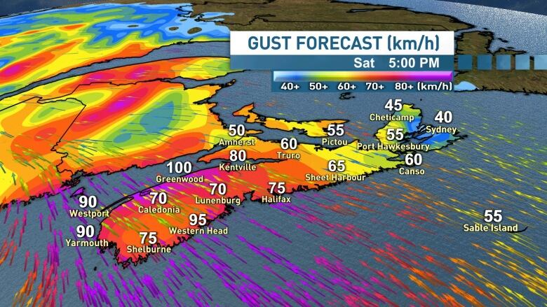 Wind gust map