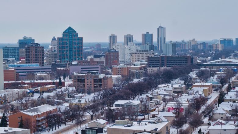 An aerial view of downtown Winnipeg.