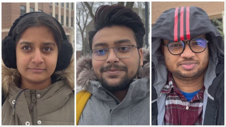 Headshots of three people side by side. 