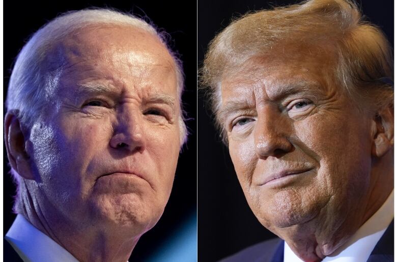 A composite photo illustration of U.S. President Joe Biden and former president Donald Trump.