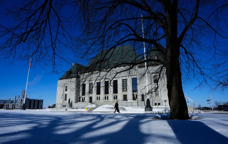 Exterior of the Supreme Court of Canada building in the winter.