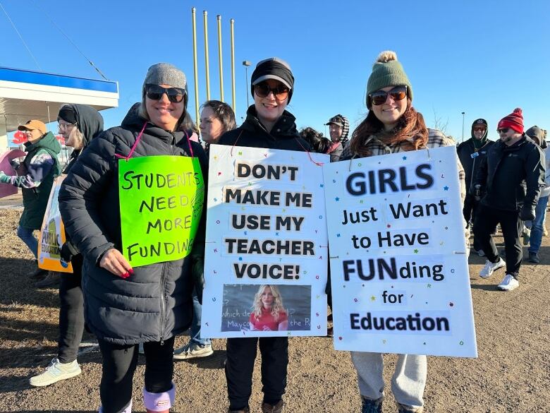 Teachers holding signs on a picket lines