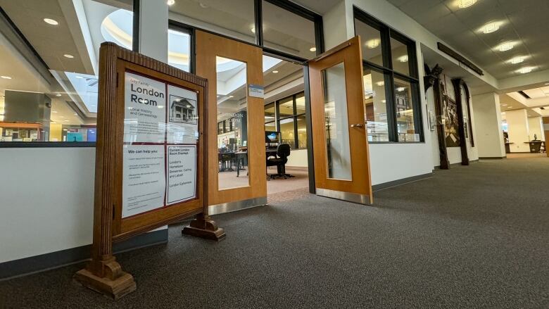 The entrance to the London Room at the Central Library.