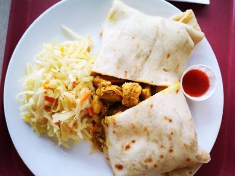 Curried chicken roti