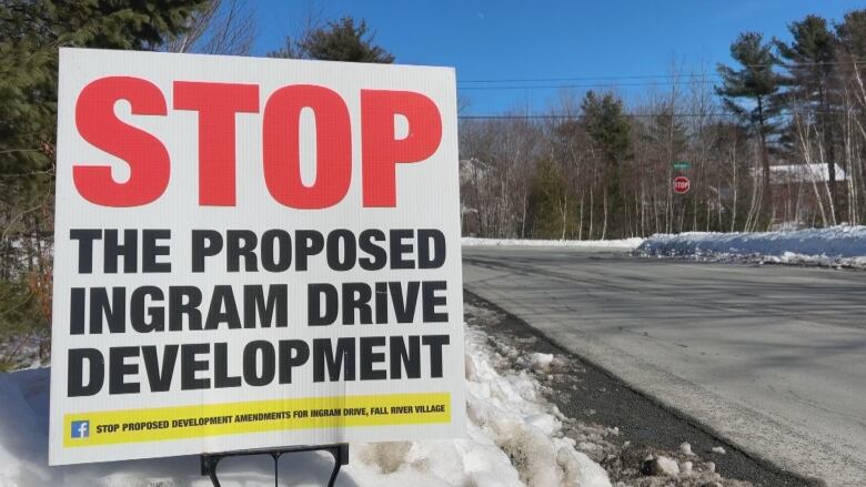 a sign that says 'stop the proposed Ingram drive development.