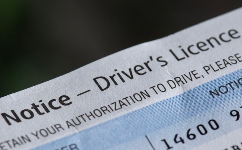 A close up of a SAAQ driver's licence notice. 