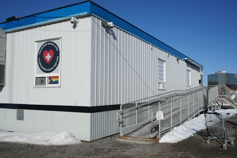 A building on a bright, sunny cold February afternoon.