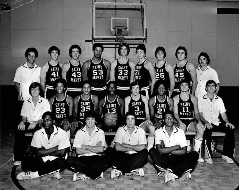 A basketball team poses for a photo in this archival photo