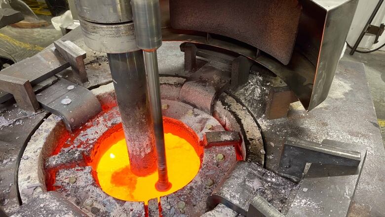 A photo of a rare earth element in its smelting process.