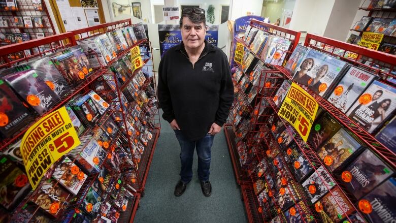 A man stands in a store. 