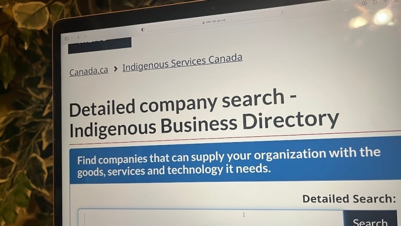 A laptop showing the website of the Indigenous Business Directory.