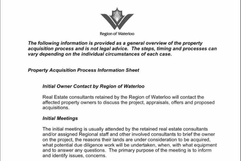 Region of Waterloo acquisition document.