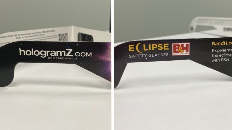 Two pairs of solar eclipse glasses