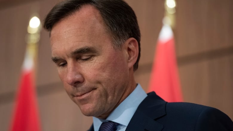 Minister of Finance Bill Morneau announces his resignation during a news conference on Parliament Hill in Ottawa, on Monday, Aug. 17, 2020.