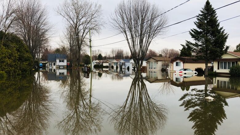 A flooded town