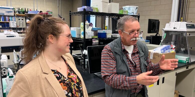 Erin McConnell (left) and Brian Barkley in the LADDER lab at Carleton University. 