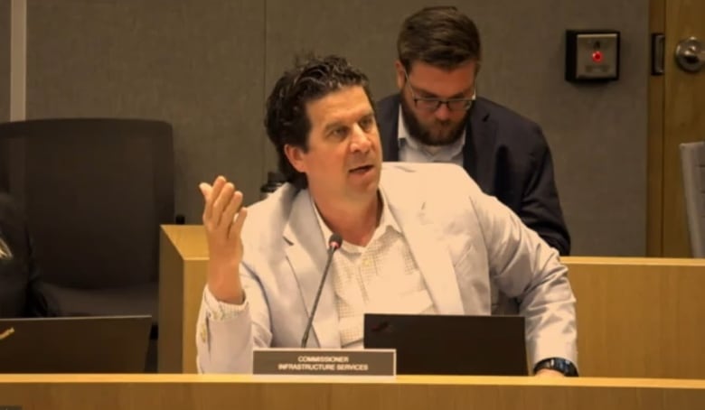 Former Windsor commissioner of infrastructure services Chris Nepszy speaks at a environment, transportation & public safety standing committee in 2023.