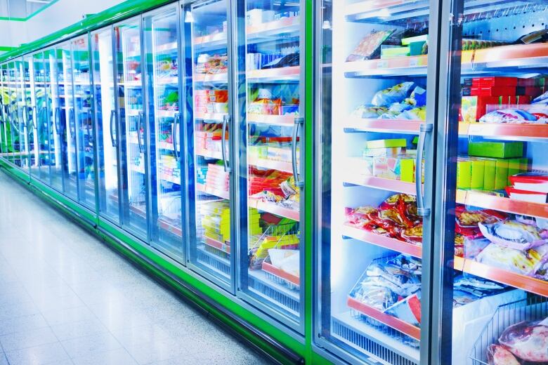 The freezer aisle in a grocery store.