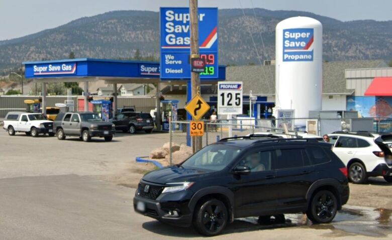 A gas station, with the blue banner reading 'Super Save'.