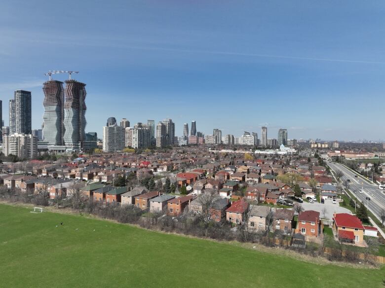 A shot of Mississauga taken by a drone camera.