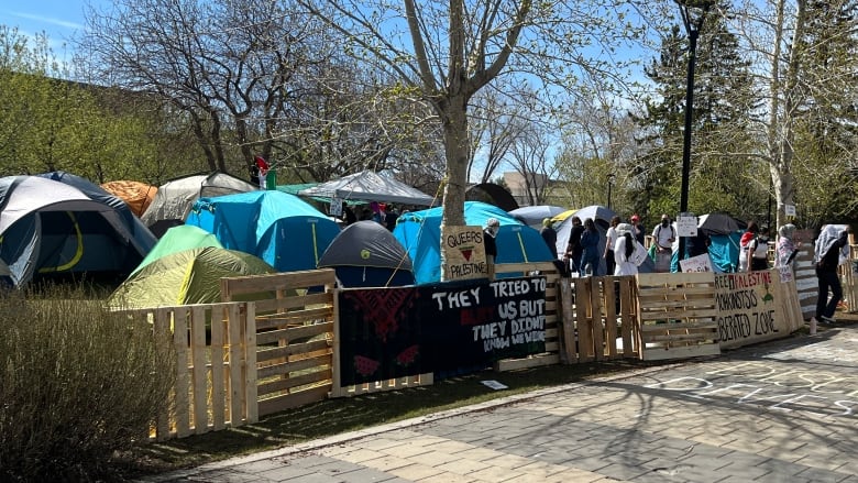 Tents are pictured.