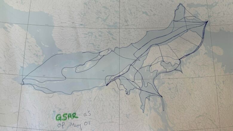 Map of searchers' areas in Kitikmeot. 