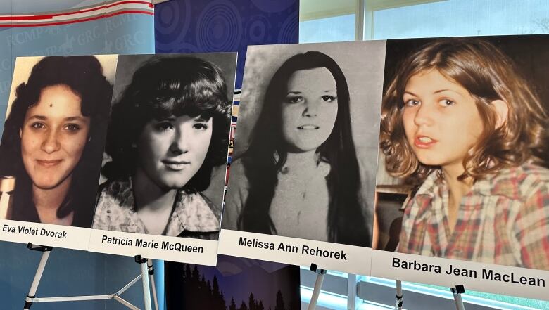 Photographs of four young women.