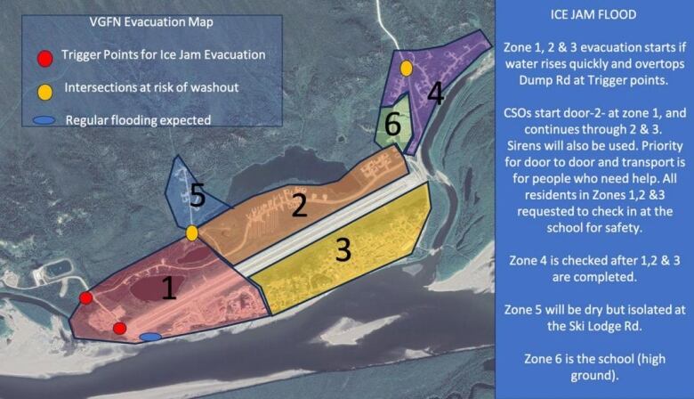 A map of zones in Old Crow 