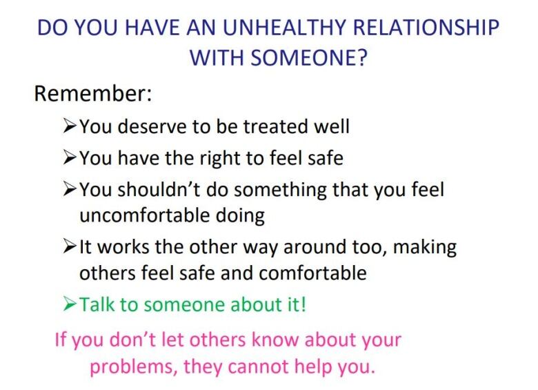 A presentation slide about healthy relationships.