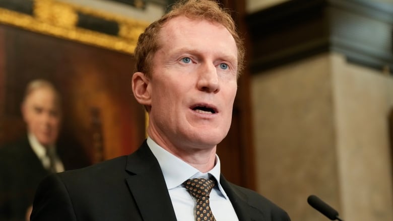 Immigration, Refugees and Citizenship Minister Marc Miller speaks during an announcement in the Foyer of the House of Commons, in Ottawa, Thursday, May 23, 2024.