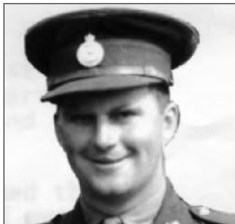 Head shot of Samuel Leaman Caseley, in uniform, in black and white.