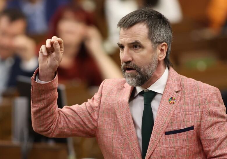 Minister of Environment and Climate Change Steven Guilbeault rises during Question Period in the House of Commons on Parliament Hill in Ottawa on Thursday, June 13, 2024. THE CANADIAN PRESS/ Patrick Doyle