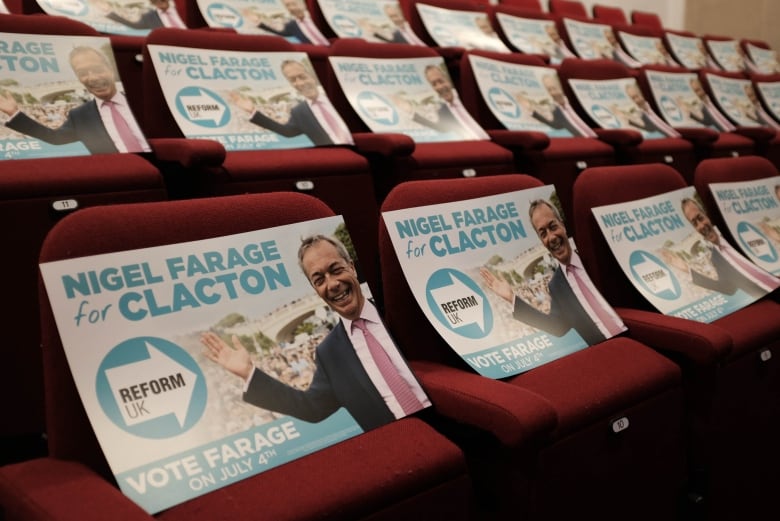 Campaign posters for Nigel Farage in Clacton.