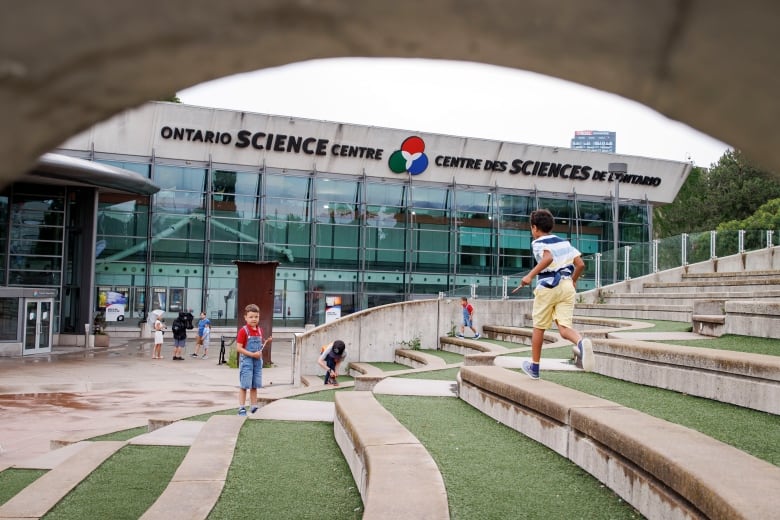 children outside the science centre