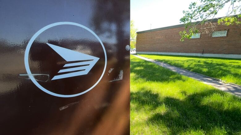 Post office boxes sit outside the former Canada Post office in Airdrie, Alta.