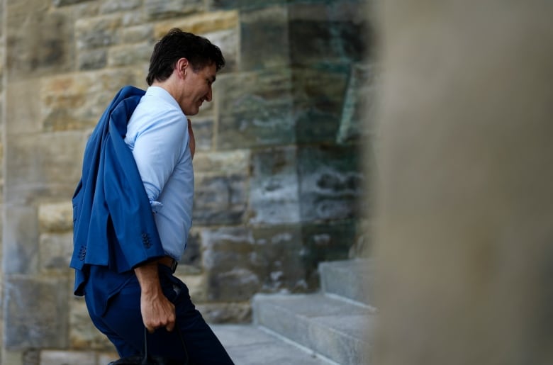 Prime Minister Justin Trudeau arrives on Parliament Hill in Ottawa on Wednesday, June 19, 2024.