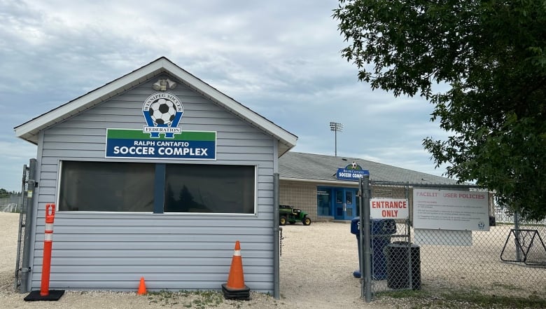 The outside of a soccer complex.