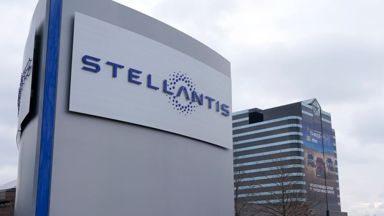 A photo of the Stellantis headquarters sign