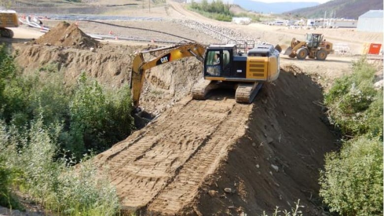 One of the containment dams built across Dublin Gulch below the slide area.