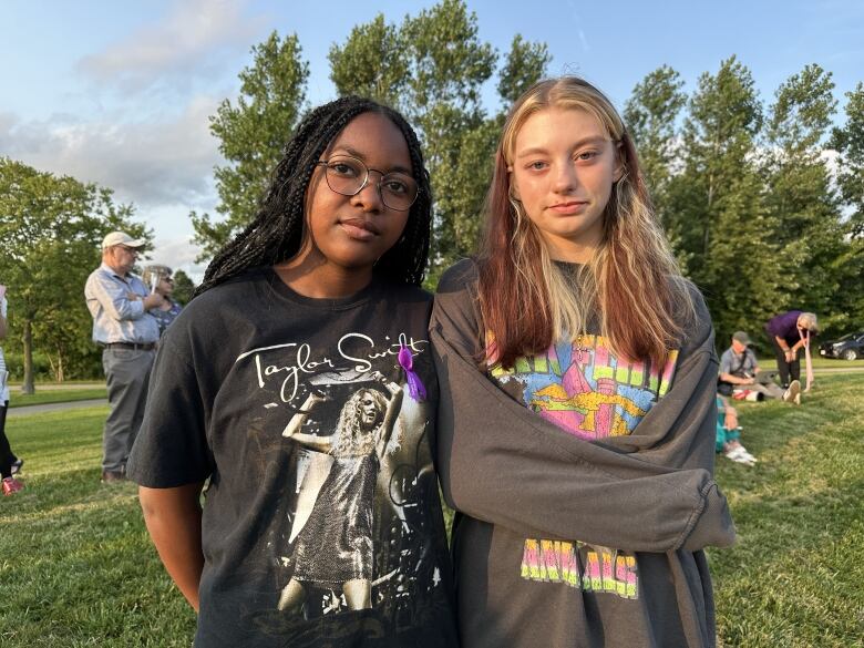 Brionna Charles, left, and Bella Dentelbeck, remember the laughs they shared with Broadfoot during class. They want her to be remembered for her 