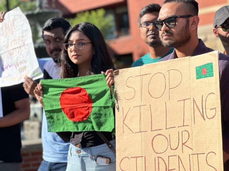 Woman with Bangladeshi flag