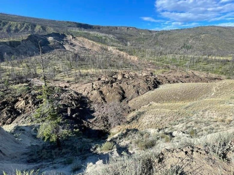 A landslide near a river