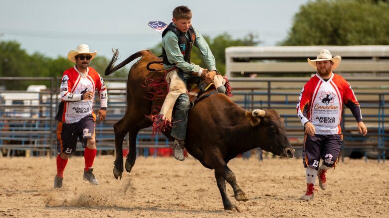 A contest competes at the Canadian High School rodeo finals