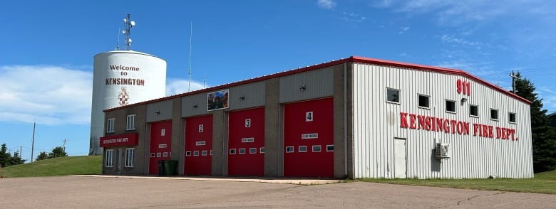 Water tower is behind the Kensington Fire Department building.