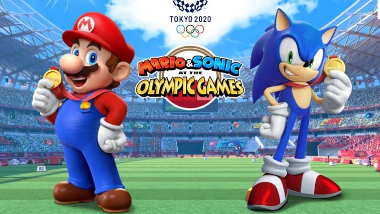 Mario and Sonic are featured on the cover of a video game. 