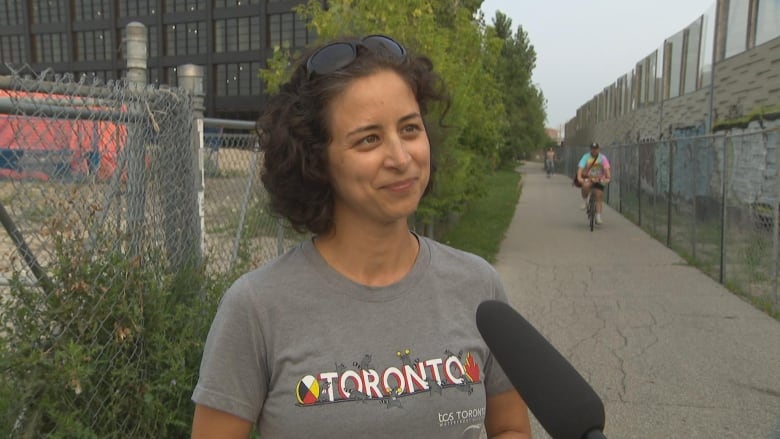 Woman on a bike trail